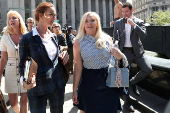 FILE PHOTO: Giuffre, an alleged victim of Epstein, walks after the hearing in the criminal case against him at Federal Court in New York