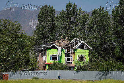 A view of the family house of Amir Nazir Wani which was demolished by the Indian authorities in Khasipora village
