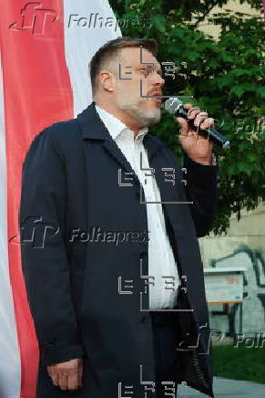 Polish presidential candidate Adrian Zandberg campaigns in Lodz