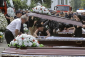 Farewell ceremony for three Ukrainian rescuers in Kyiv