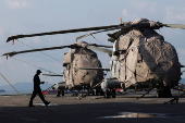 Onboard HMS Prince of Wales aircraft carrier at Marina Bay Cruise Centre in Singapore