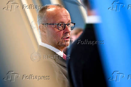Chancellor Merz holds a press conference following a Bavarian cabinet meeting at Zugspitze mountain