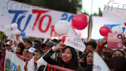 Former Bolivian President and Libre alliance candidate Jorge Tuto Quiroga closes his political campaign, ahead of Bolivia's presidential election, in La Paz