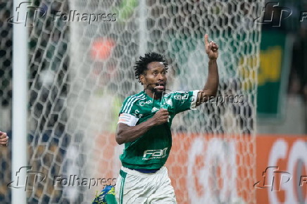 Zé Roberto comemora gol na partida entre Palmeiras e Figueirense