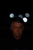 O presidente Jair Bolsonaro (PL), candidato à reeleição, durante coletiva