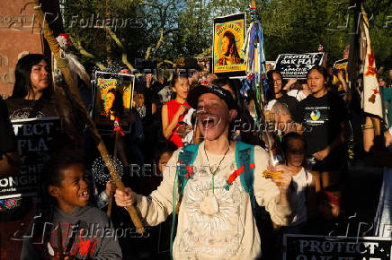 Protest to stop the sale of Oak Flat, land considered sacred by the Apache, to Resolution Copper in Phoenix, Arizona