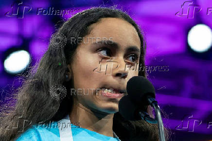 Student spellers compete in the annual Scripps National Spelling Bee