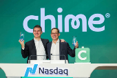 Financial technology company Chime's IPO at the Nasdaq MarketSite in New York City