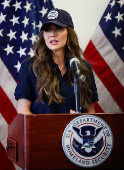 U.S. Secretary of Homeland Security Kristi Noem holds a press conference, in Los Angeles
