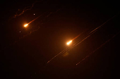 Missiles launched from Iran towards Israel are seen from Tubas