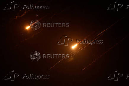 Missiles launched from Iran towards Israel are seen from Tubas