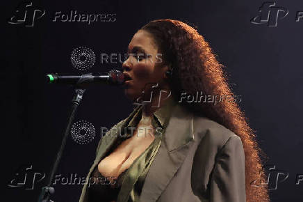 Brazilian singer Luedji Luna performs during a festival named 