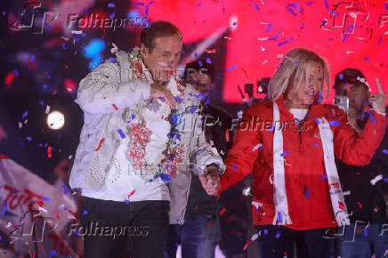 Former Bolivian President and Libre alliance candidate Jorge Tuto Quiroga closes his political campaign, ahead of Bolivia's presidential election, in La Paz