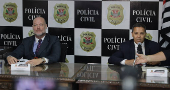 Coletiva de imprensa com delegado Demacro sobre caso Vitória