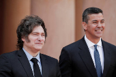 Argentina's President Javier Milei and his Paraguayan counterpart Santiago Pena meet, in Asuncion