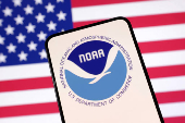 Illustration shows United States National Oceanic and Atmospheric Administration (NOAA) logo and U.S. flag