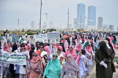 University students rally in solidarity with the Pakistani armed forces in in Karachi