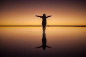 Atardecer en el salar de Uyuni