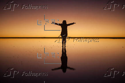 Atardecer en el salar de Uyuni