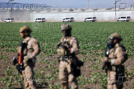 U.S. federal agents and immigration officers raid an agricultural facility in Camarillo
