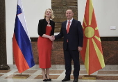 Slovenia's Parliament Speaker Urska Klakocar Zupancic visits North Macedonia