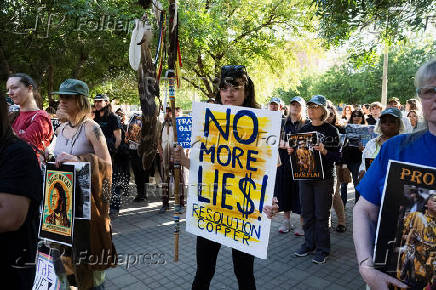 Protest to stop the sale of Oak Flat, land considered sacred by the Apache, to Resolution Copper in Phoenix, Arizona