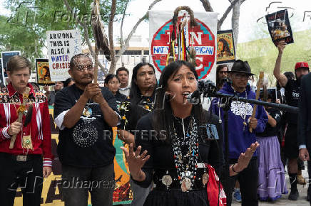 Protest to stop the sale of Oak Flat, land considered sacred by the Apache, to Resolution Copper