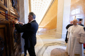 Pope Leo XIV looks on as the Apostolic Palace is unsealed, at the Vatican