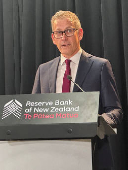 Reserve Bank of New Zealand Governor Christian Hawkesby speaks at a press conference, in Wellington