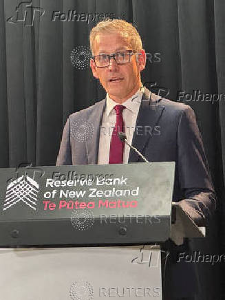 Reserve Bank of New Zealand Governor Christian Hawkesby speaks at a press conference, in Wellington