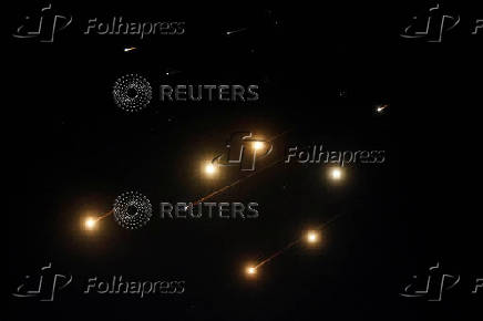 Missiles launched from Iran towards Israel are seen from Tubas