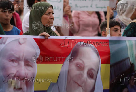 Syrian Kurds attend protest in solidarity with people in Sweida, in Qamishli