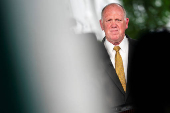 U.S. President Donald Trump's border czar Tom Homan speaks to the media outside the White House in Washington