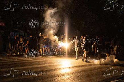 Standoff between supporters of the ruling party and anti-government protesters in Belgrade