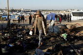 Aftermath of an Israeli strike on a tent camp sheltering displaced people, in Khan Younis