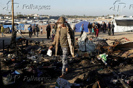 Aftermath of an Israeli strike on a tent camp sheltering displaced people, in Khan Younis