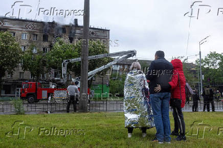 Aftermath of a Russian drone attack in Kyiv