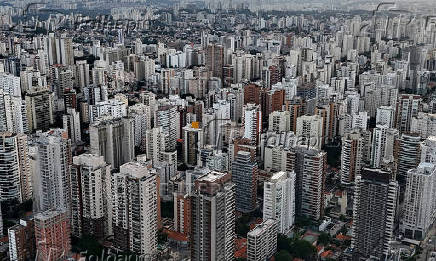A drone view shows Perdizes neighbourhood in central Sao Paulo