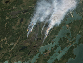 Smoke rises from wildfires in Manitoba