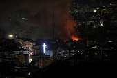 Israeli strike on Beirut's southern suburbs, after the Israeli military issued an evacuation warning for the area, as seen from Baabda