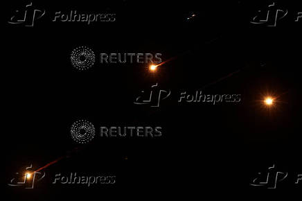 Missiles launched from Iran towards Israel are seen from Tubas