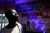 Katsuhiro Harada, Japanese director, producer, and creator of the video game Tekken, visits the Paradise Game room in Abidjan