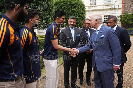 King Charles III meets members of the India men's Test cricket team in London