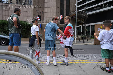 Anti-immigration protests outside the Britannia International Hotel, in Canary Wharf