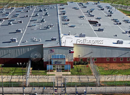 A drone view shows the Bluebonnet Detention Facility in Anson