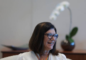 Brazilian state-run oil firm Petrobras CEO Magda Chambriard and the company's board, attend an interview with Reuters in Rio de Janeiro