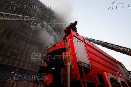 Fire erupts in a telecom building in downtown Cairo