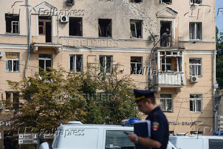 Aftermath of what authorities said was Ukrainian drone attack, in Voronezh