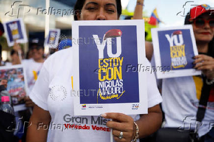 People participate in a march in support of Venezuelan President Nicolas Maduro, in Caracas