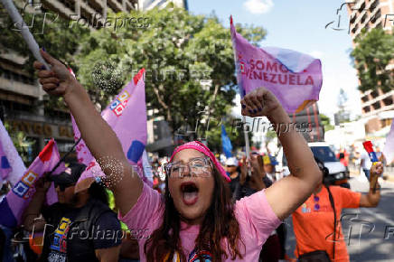 People participate in a march in support of Venezuelan President Nicolas Maduro, in Caracas
